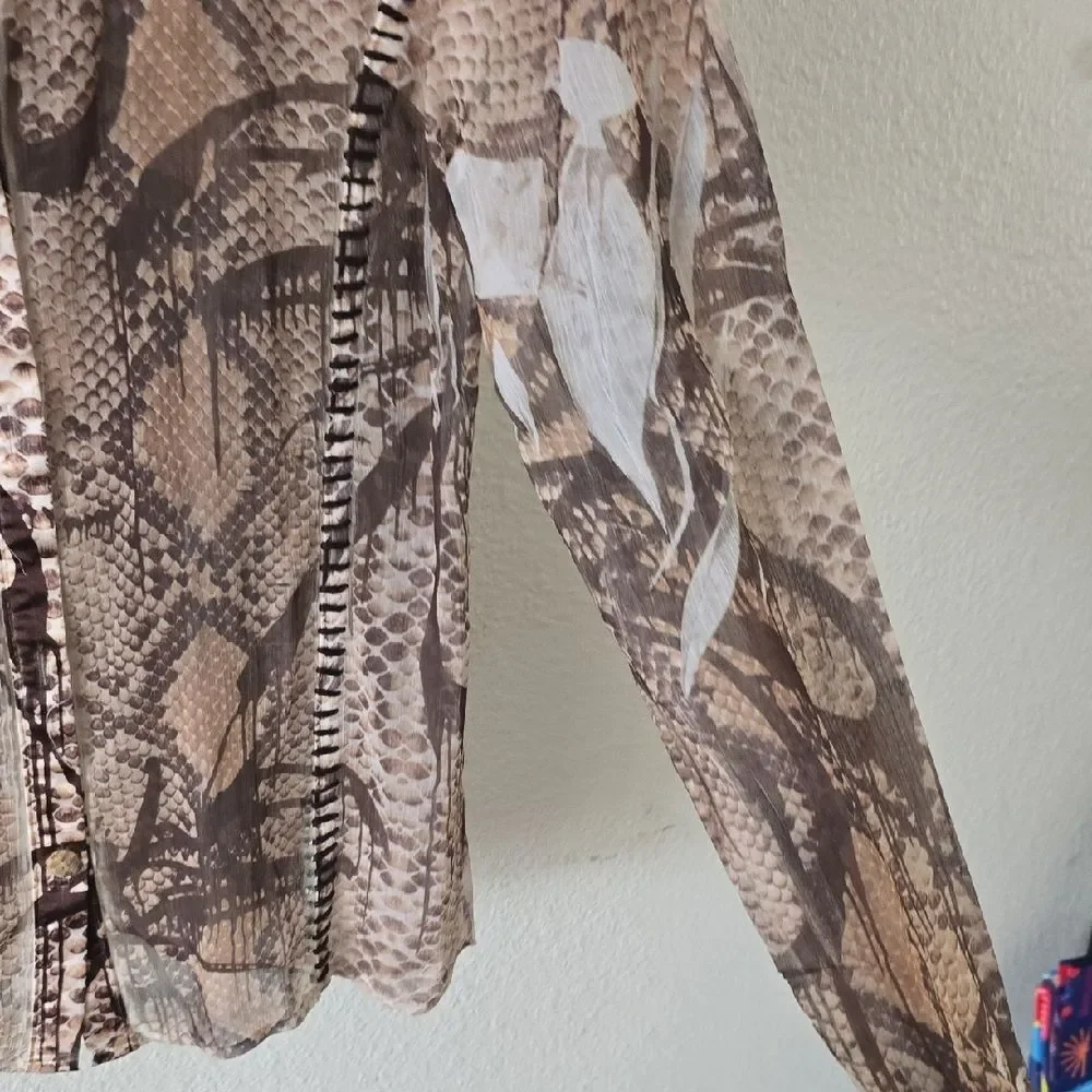 SPY Sheer Blouse with Brown and Cream Pattern - Snake Skin - Picture 6 of 7